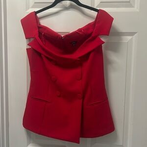 Express Red off the shoulder tuxedo top, new with tags never worn